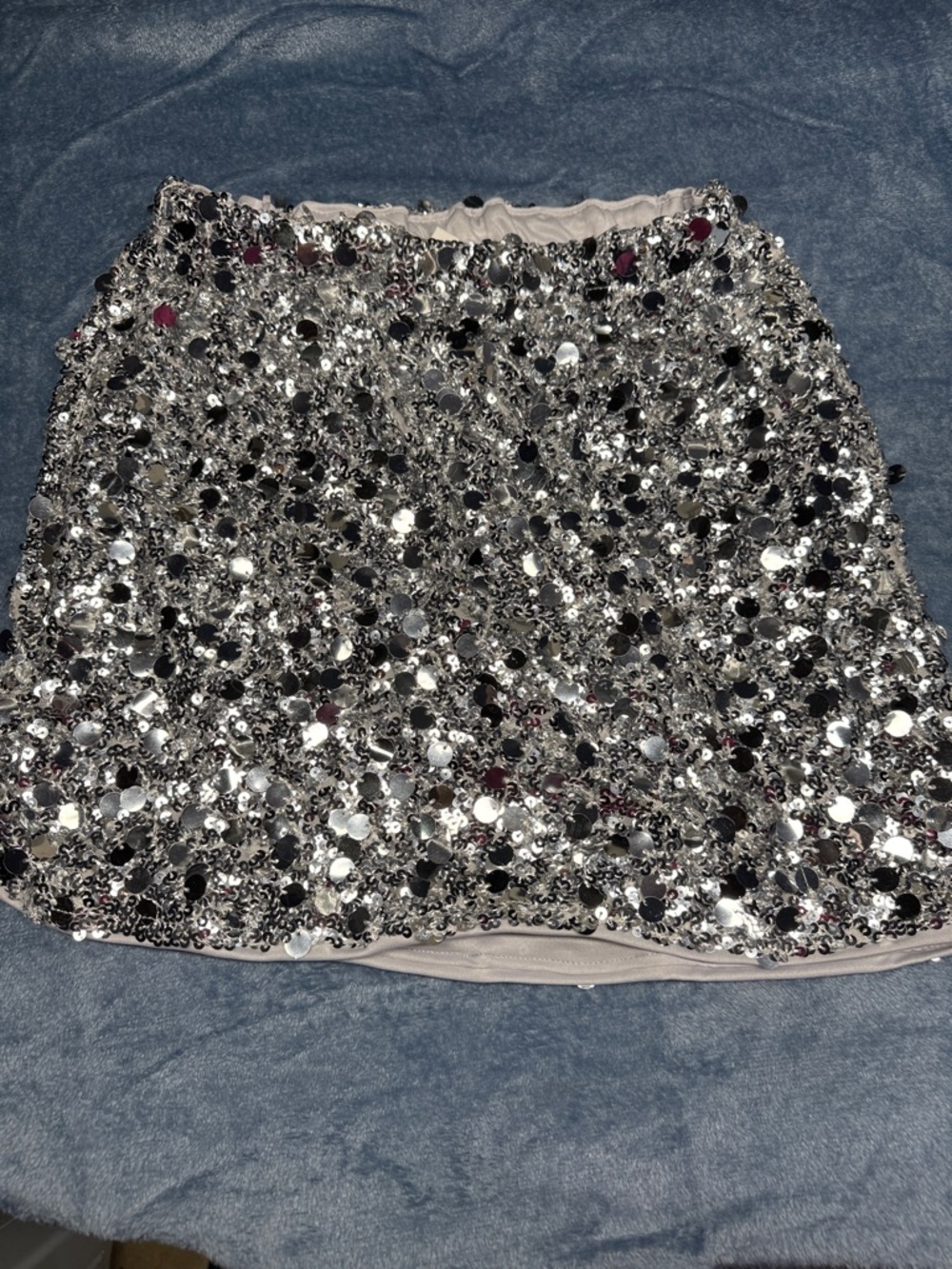 Blu pepper Sequin Mini Skirt - Silver Sparkle